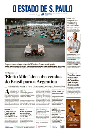 Prima pagina O Estado de S. Paulo di oggi - Quotidiano estero