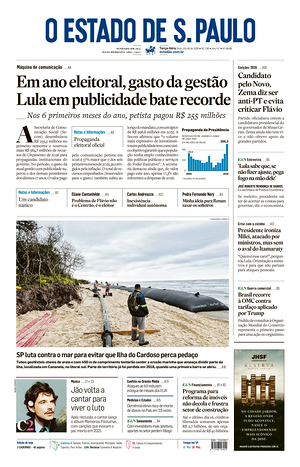 Prima pagina O Estado de S. Paulo di oggi - Quotidiano estero