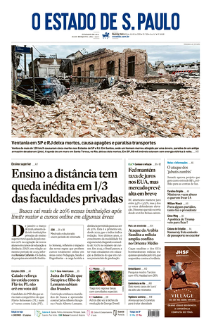 Prima pagina O Estado de S. Paulo di oggi - Quotidiano estero