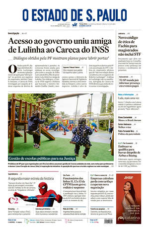 Prima pagina O Estado de S. Paulo di oggi - Quotidiano estero