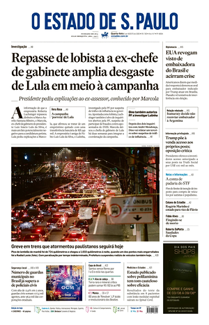 Prima pagina O Estado de S. Paulo di oggi - Quotidiano estero