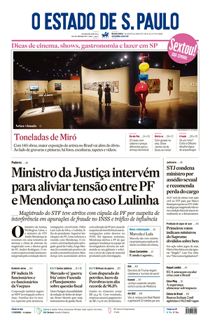 Prima pagina O Estado de S. Paulo di oggi - Quotidiano estero