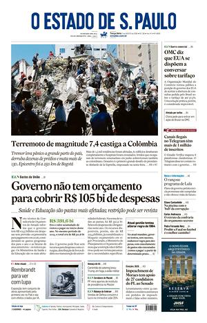 Prima pagina O Estado de S. Paulo di oggi - Quotidiano estero