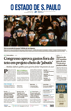 Prima pagina O Estado de S. Paulo di oggi - Quotidiano estero