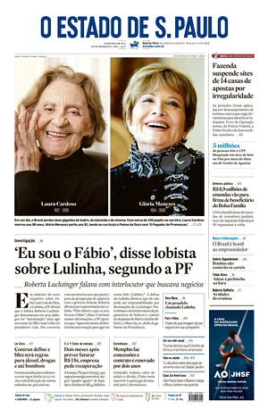Prima pagina O Estado de S. Paulo di oggi - Quotidiano estero
