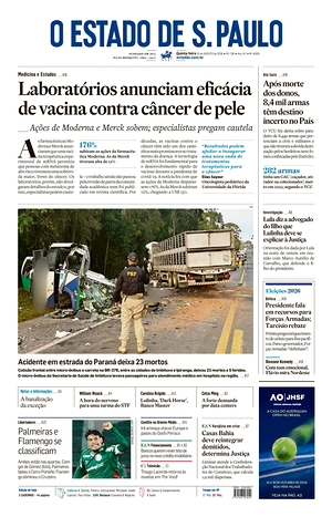 Prima pagina O Estado de S. Paulo di oggi - Quotidiano estero