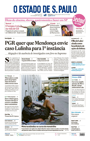 Prima pagina O Estado de S. Paulo di oggi - Quotidiano estero