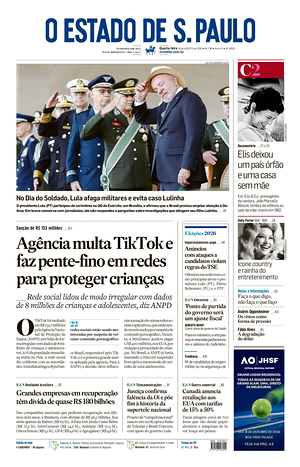 Prima pagina O Estado de S. Paulo di oggi - Quotidiano estero