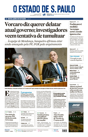 Prima pagina O Estado de S. Paulo di oggi - Quotidiano estero