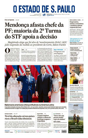 Prima pagina O Estado de S. Paulo di oggi - Quotidiano estero