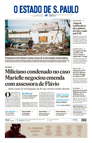 Prima pagina O Estado de S. Paulo di oggi - Quotidiano estero