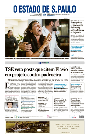 Prima pagina O Estado de S. Paulo di oggi - Quotidiano estero