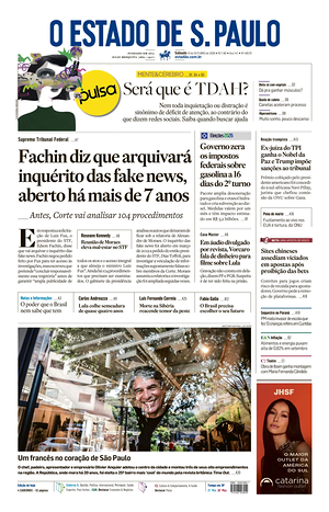Prima pagina O Estado de S. Paulo di oggi - Quotidiano estero
