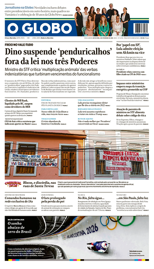Prima pagina O Globo di oggi - Quotidiano estero