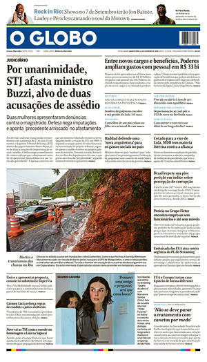 Prima pagina O Globo di oggi - Quotidiano estero