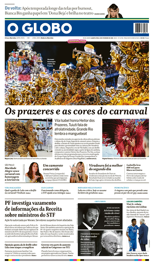 Prima pagina O Globo di oggi - Quotidiano estero