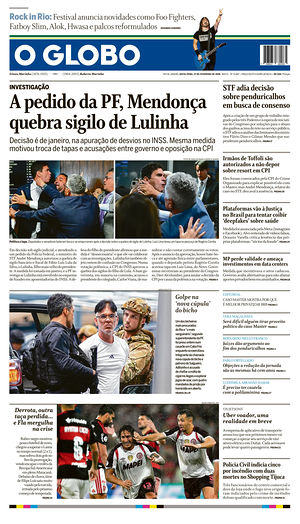 Prima pagina O Globo di oggi - Quotidiano estero