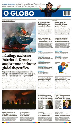 Prima pagina O Globo di oggi - Quotidiano estero