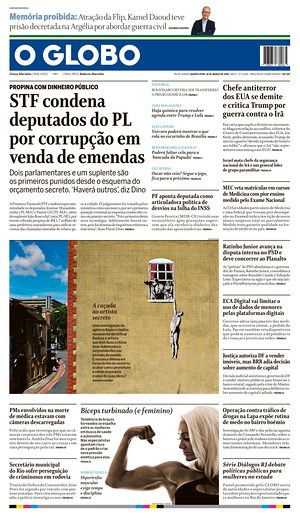 Prima pagina O Globo di oggi - Quotidiano estero