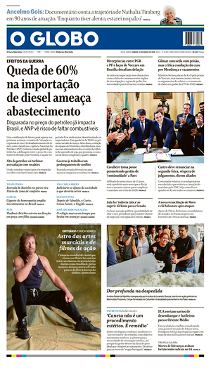 Prima pagina O Globo di oggi - Quotidiano estero