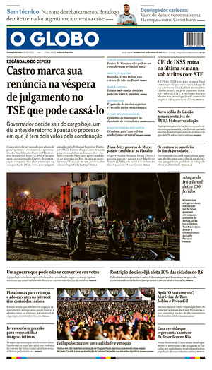 Prima pagina O Globo di oggi - Quotidiano estero