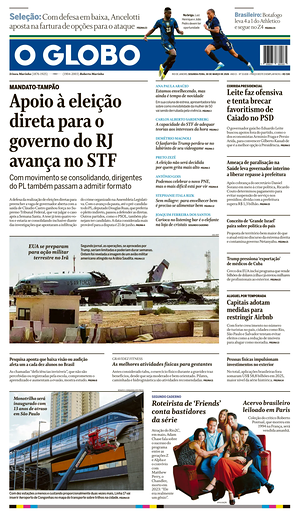 Prima pagina O Globo di oggi - Quotidiano estero