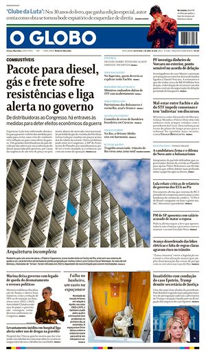 Prima pagina O Globo di oggi - Quotidiano estero