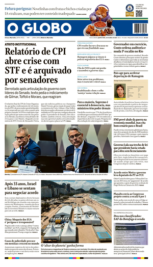 Prima pagina O Globo di oggi - Quotidiano estero