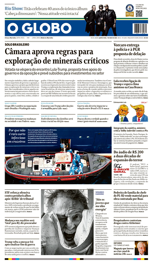 Prima pagina O Globo di oggi - Quotidiano estero