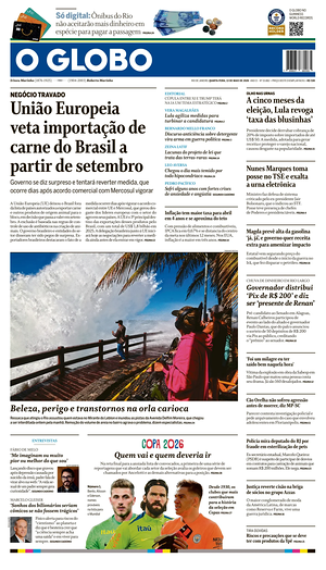 Prima pagina O Globo di oggi - Quotidiano estero