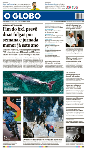 Prima pagina O Globo di oggi - Quotidiano estero