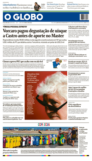 Prima pagina O Globo di oggi - Quotidiano estero