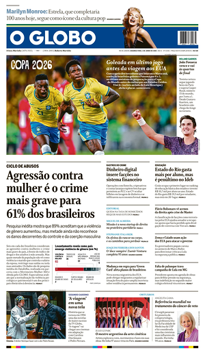 Prima pagina O Globo di oggi - Quotidiano estero
