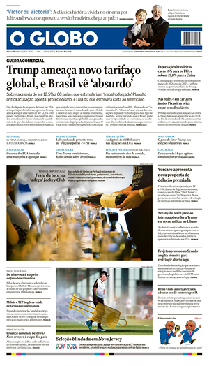 Prima pagina O Globo di oggi - Quotidiano estero