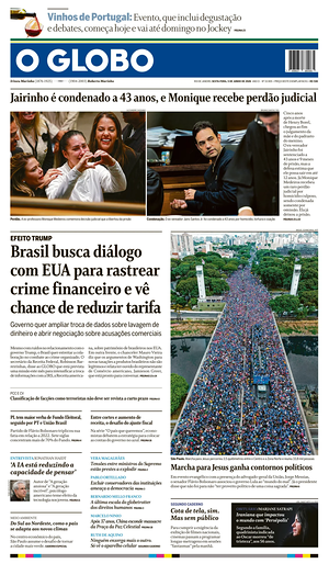 Prima pagina O Globo di oggi - Quotidiano estero