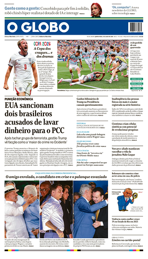 Prima pagina O Globo di oggi - Quotidiano estero
