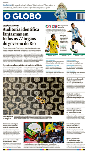 Prima pagina O Globo di oggi - Quotidiano estero