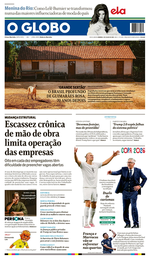 Prima pagina O Globo di oggi - Quotidiano estero