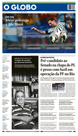 Prima pagina O Globo di oggi - Quotidiano estero