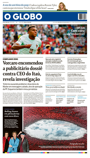 Prima pagina O Globo di oggi - Quotidiano estero
