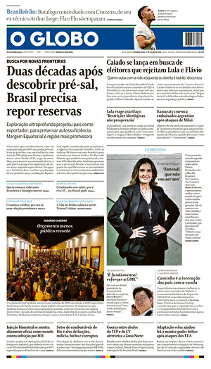 Prima pagina O Globo di oggi - Quotidiano estero