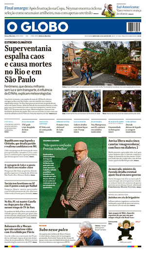 Prima pagina O Globo di oggi - Quotidiano estero