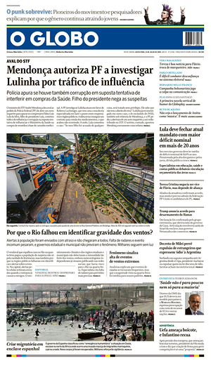 Prima pagina O Globo di oggi - Quotidiano estero