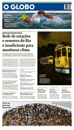Prima pagina O Globo di oggi - Quotidiano estero
