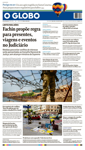 Prima pagina O Globo di oggi - Quotidiano estero
