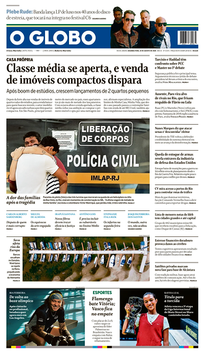 Prima pagina O Globo di oggi - Quotidiano estero