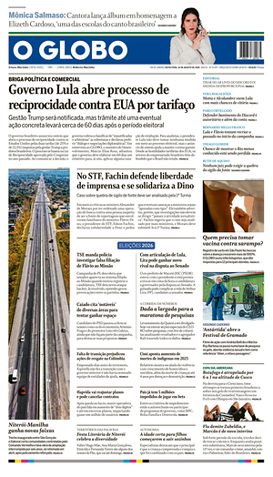 Prima pagina O Globo di oggi - Quotidiano estero