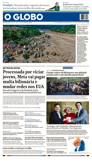Prima pagina O Globo di oggi - Quotidiano estero