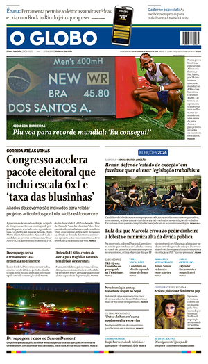 Prima pagina O Globo di oggi - Quotidiano estero
