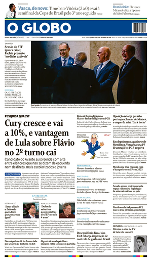 Prima pagina O Globo di oggi - Quotidiano estero